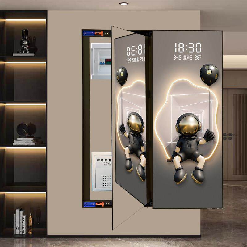 隐藏镜子电箱装饰画遮挡强弱电箱信号箱壁带钟表全身镜穿衣镜挂画