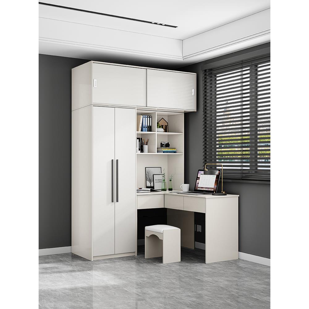 家用转角衣柜书桌一体组合学习桌儿童小户型L型连体书桌柜写字台