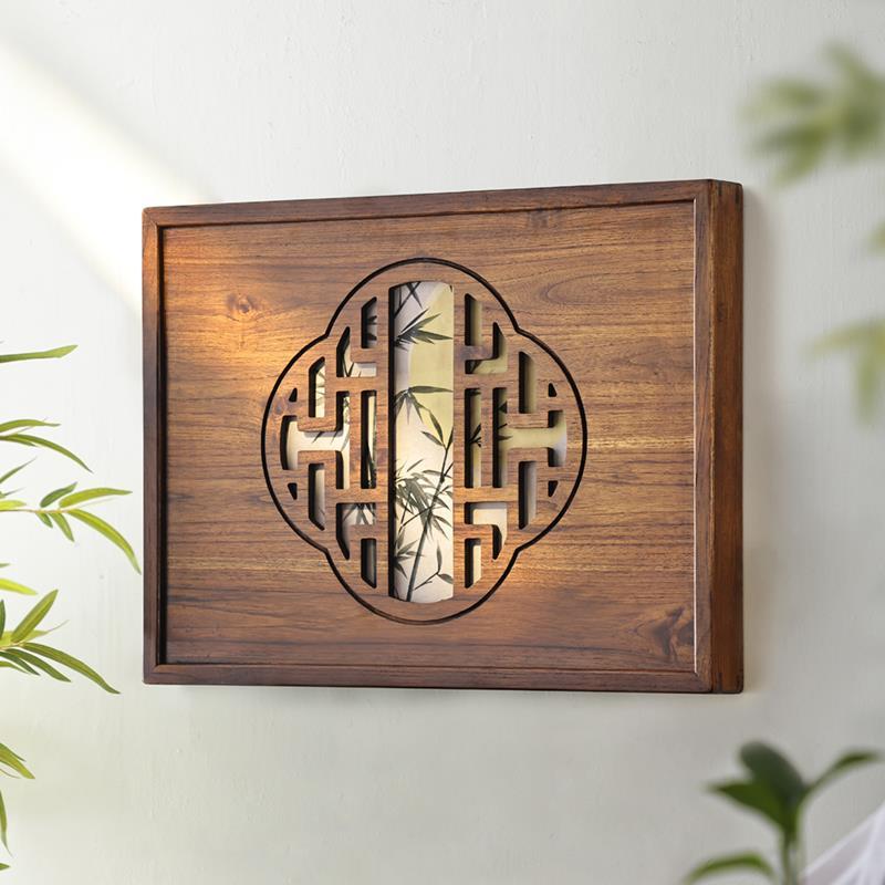 异丽新中式实木弱电箱遮挡装饰盖板电表箱画多媒体盒遮挡箱免打孔