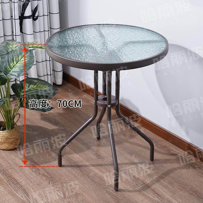 户外桌子防雨钢化玻璃餐桌阳台方圆形咖啡厅小茶几商用休闲 铁艺