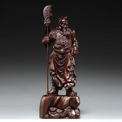 黑檀木雕关公摆件实木武财神客厅佛像家居装饰店铺开业送礼工艺品
