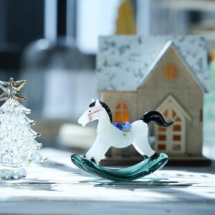 淄博琉璃非遗手工装饰品摇摇马桌面摆件马上有钱家居摆放玄关礼物