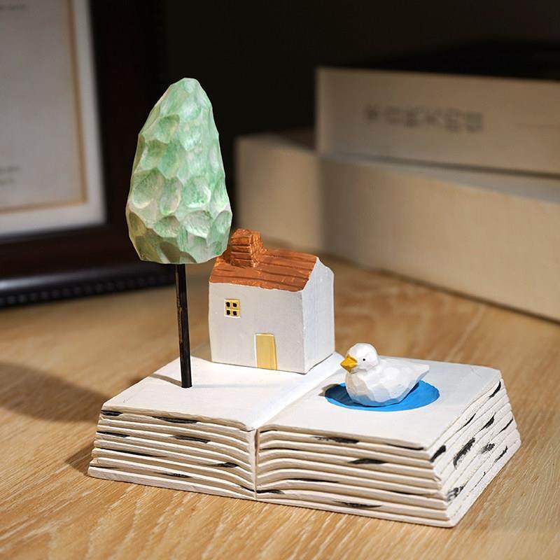 【岁月静好】手工木雕小摆件可爱治愈系办公室桌面工位装饰品好物