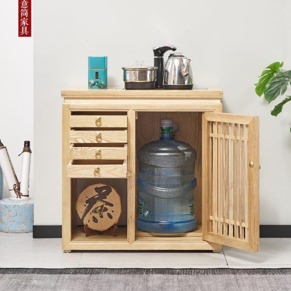 新中式茶水柜实木餐边柜家用客厅储物收纳置物架烧水壶一体小户型