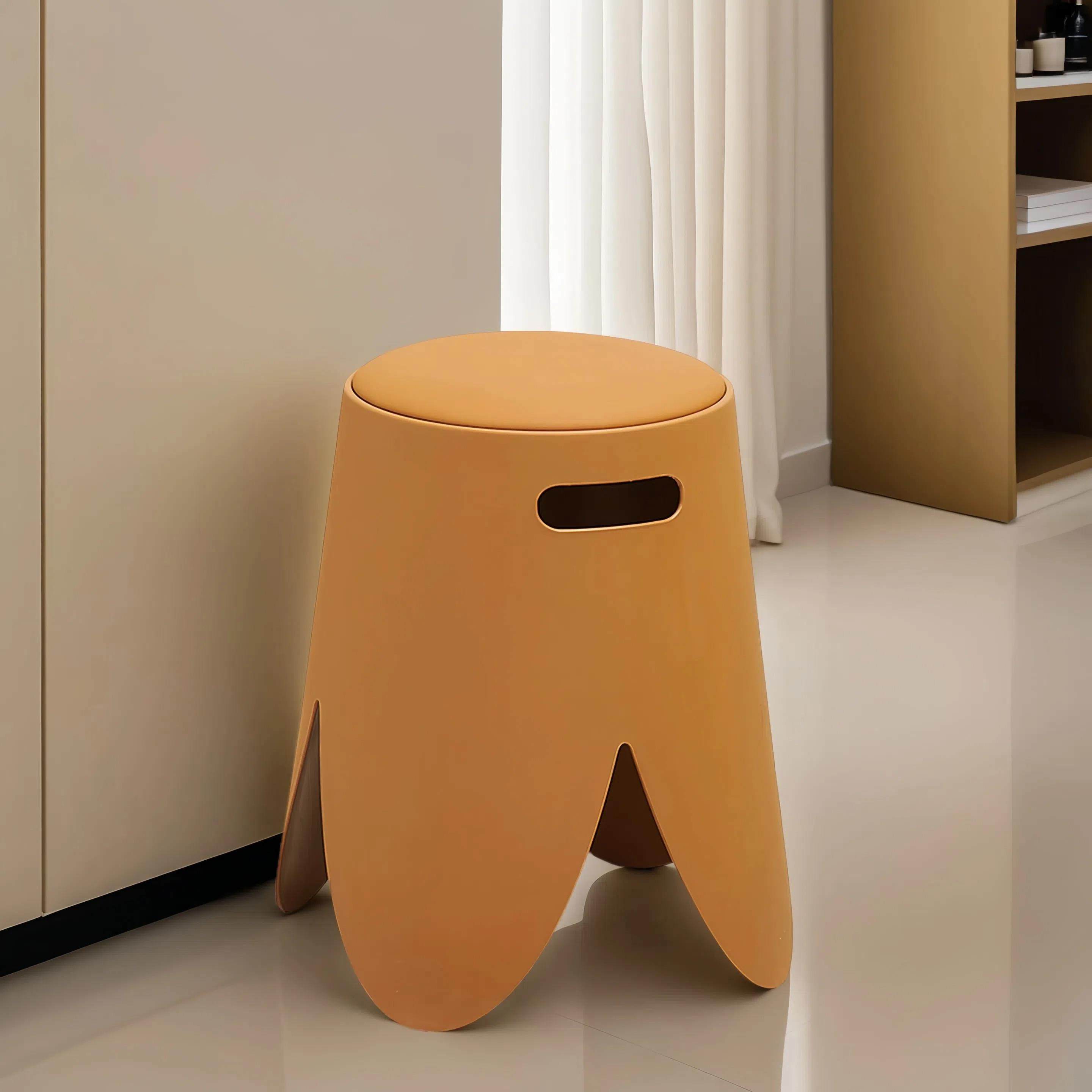 塑料凳子家用加厚可叠放软包圆凳结实耐用高板凳客厅备用餐桌椅子