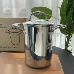 出口德國18 10不銹鋼蘆筍鍋小炸鍋深湯鍋煮玉米意大利面通心粉鍋