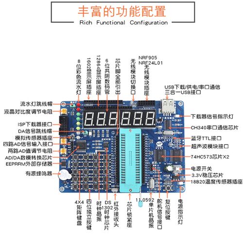STC12C5A60S2单片机开发板 51单片机学习板实验板 51单片机开发板