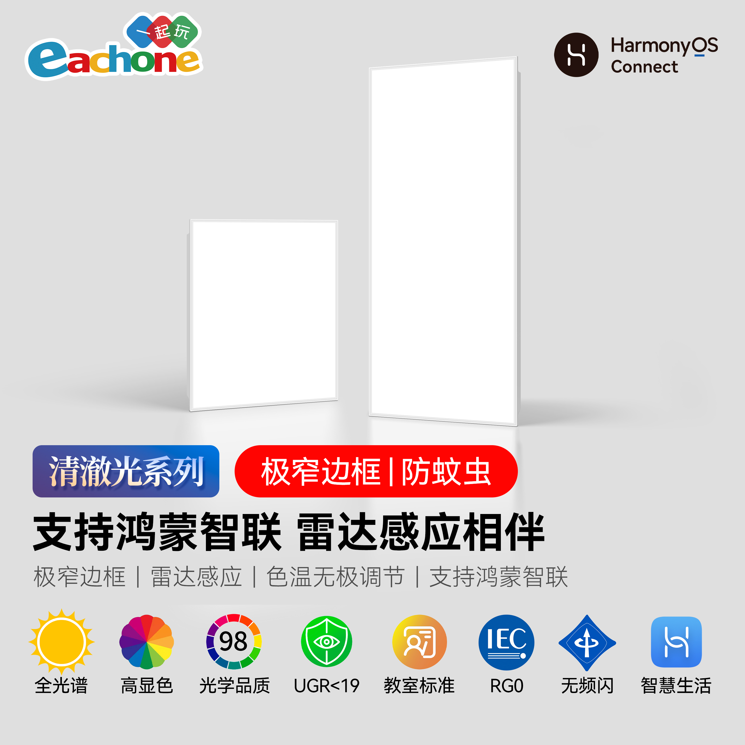 人体感应平板灯智能雷达厨卫灯