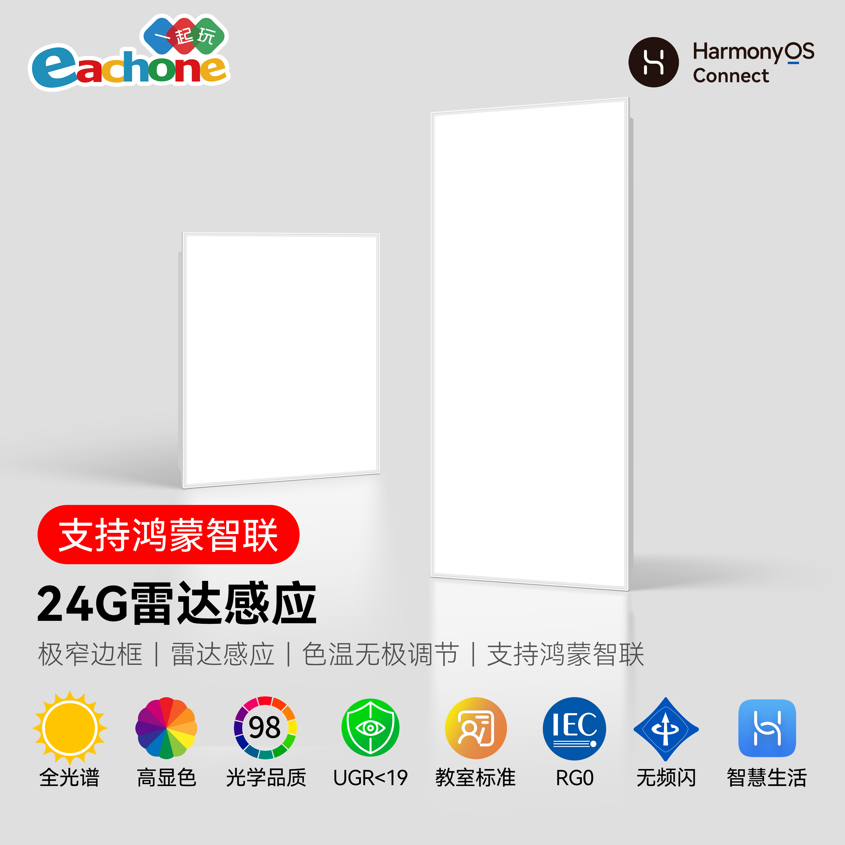 人体感应平板灯智能雷达厨卫灯