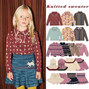 儿童毛衣2025秋冬跨境童装MP系列女童复古风镂空针织衫连衣裙套装