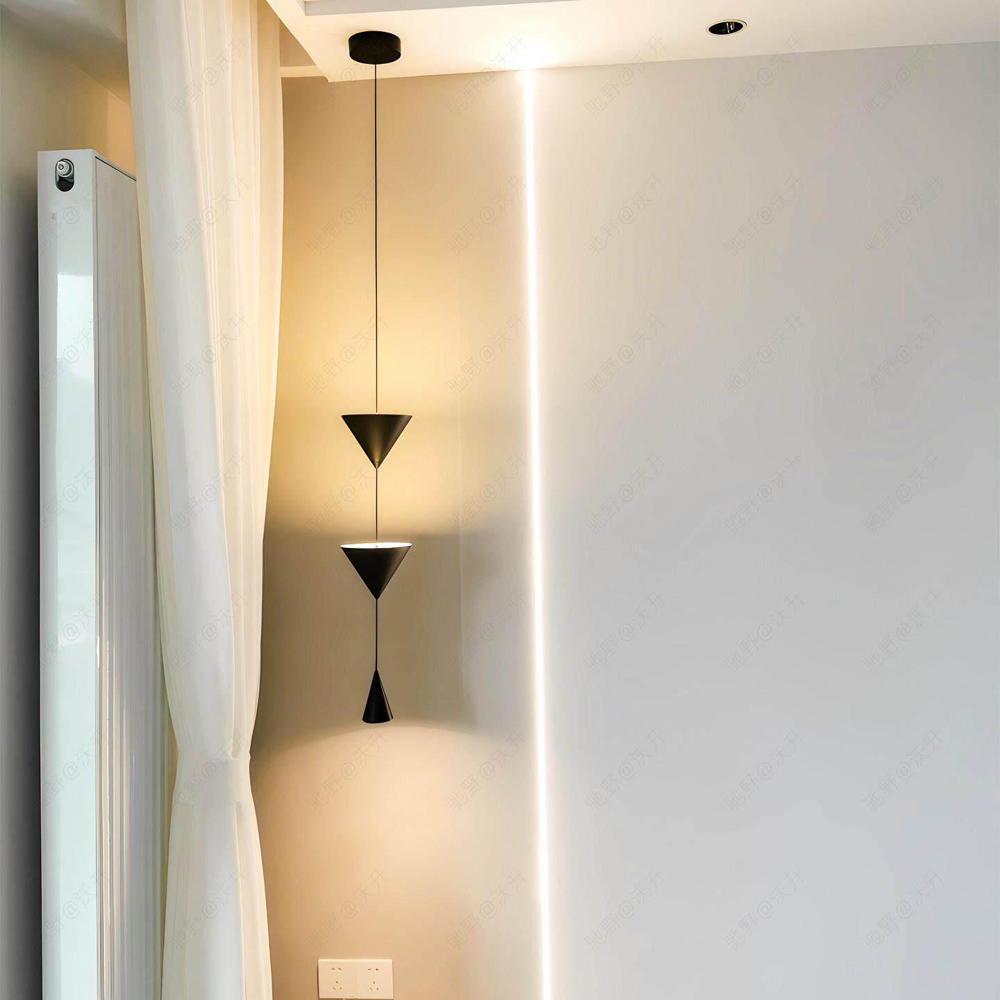 小床头吊灯设计师创意智能卧室床头灯极简入户玄关艺术角落吊线