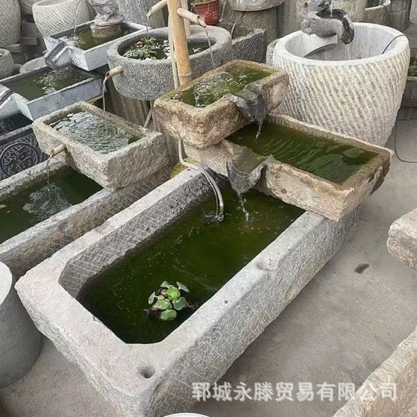 厂促猪槽老石槽老式石磨庭院流水观景摆件花园石槽水景造景装饰景