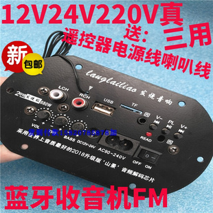 蓝牙收音机功放板12V24V220V功放板成品插卡USB功放板大功率重低