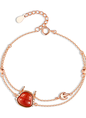 S925银红玛瑙双层小龙头手链