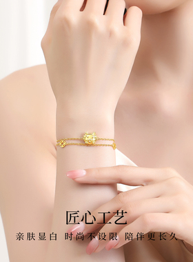 新真S925银招财萌龙手链女手串