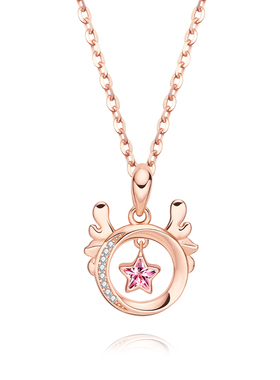 真S925银星星鹿角套链女项饰