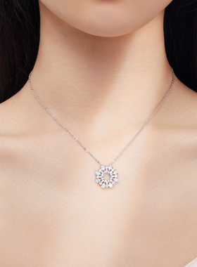 新S925银浪漫花镜项链女项饰
