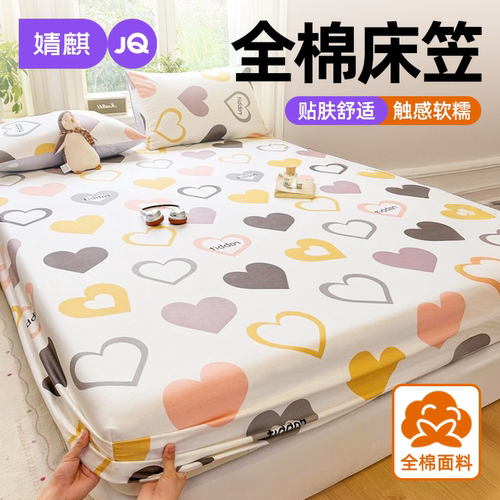 婧麒纯棉床笠罩四季通用单双人