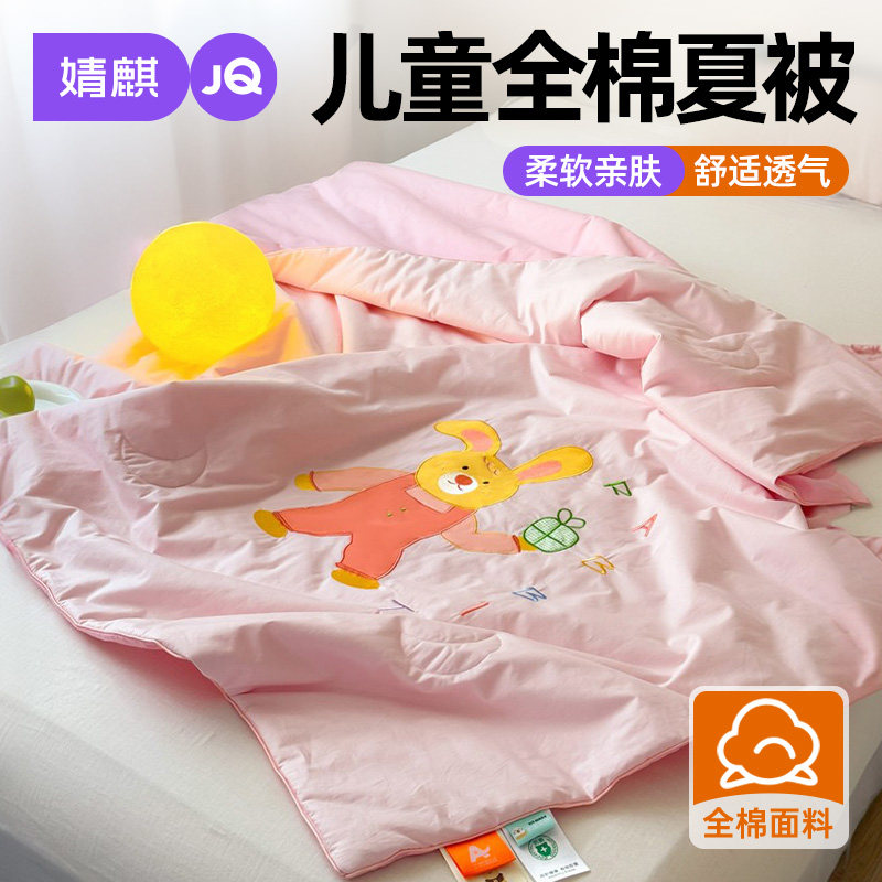 婧麒全棉儿童夏凉被可机洗幼儿园宝宝午睡薄款被子被芯纯棉空调被