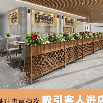 新品2023隔断花架户外花槽碳化网格花箱饭厅木栅栏饭店装饰花盆架