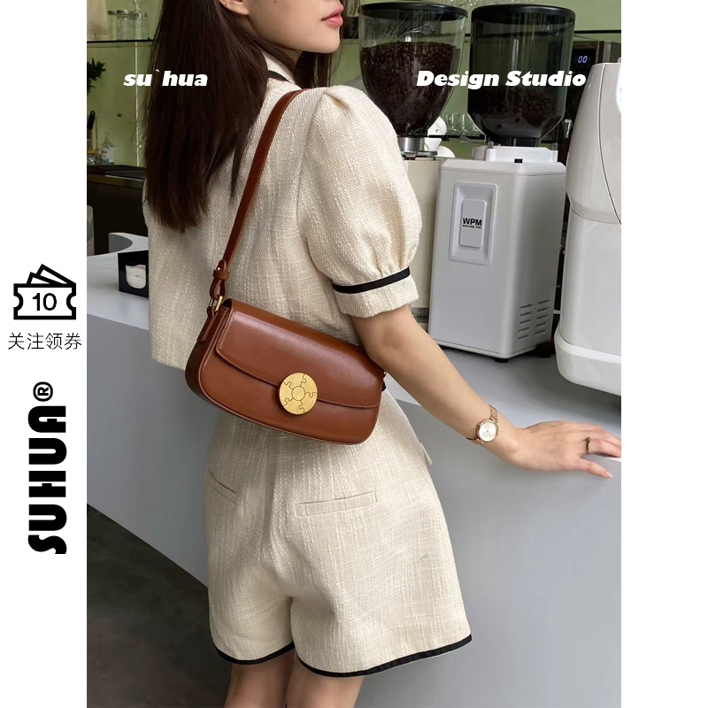 真皮腋下包单肩斜挎豆腐包2025新款翻盖女包新娘包