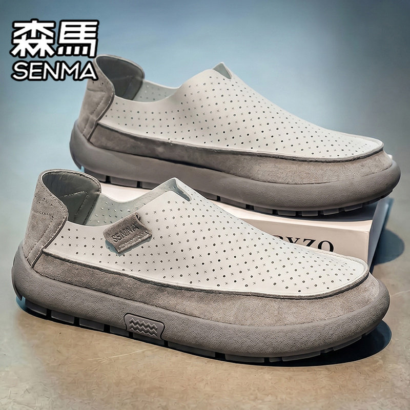 森马乐福鞋男鞋2026新款夏季透气运动休闲一脚蹬老北京布鞋豆豆鞋