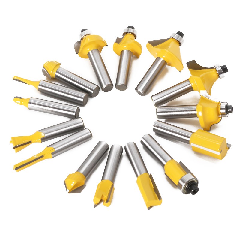 推荐15pcs 8mm shank Router Bit Set Trimming Straight Milling