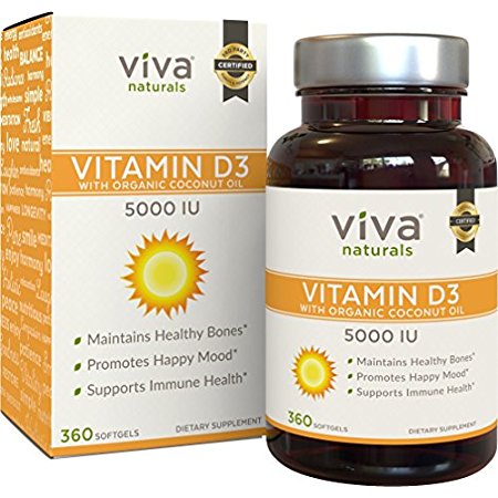 网红Viva Naturals High Potency Vitamin D3 5000 IU, 360 Softg