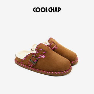 【达人】COOLCHAP进口牛反绒勃肯鞋加绒女手工羊绒包头拖