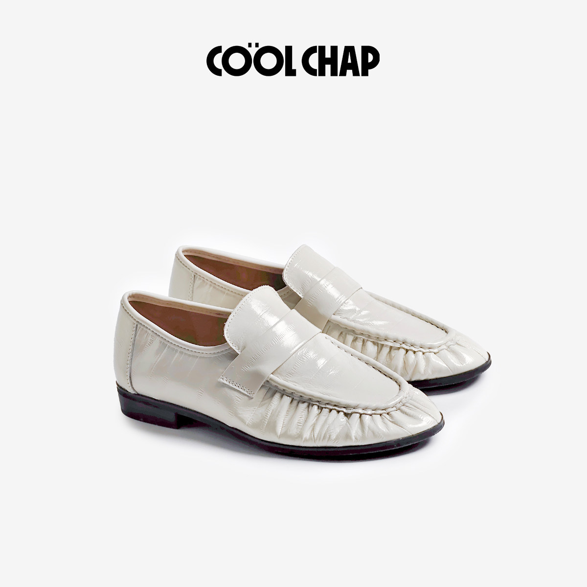 COOLCHAP欲望都市2026新款褶皱小皮鞋女款真皮复古风羊皮乐福鞋