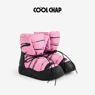 COOLCHAP冬季2025新款雪地靴粉红色女鞋户外休闲加绒羽绒靴子鞋子