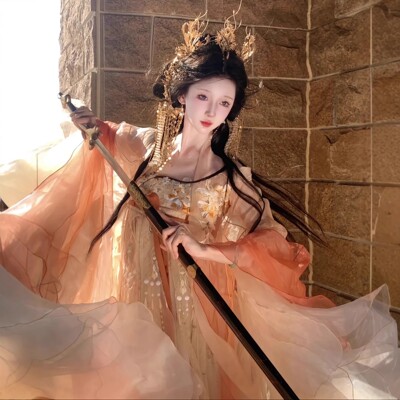 原创汉服女【芥子记-玉人歌】唐制一片式齐胸诃子裙大袖衫大全套