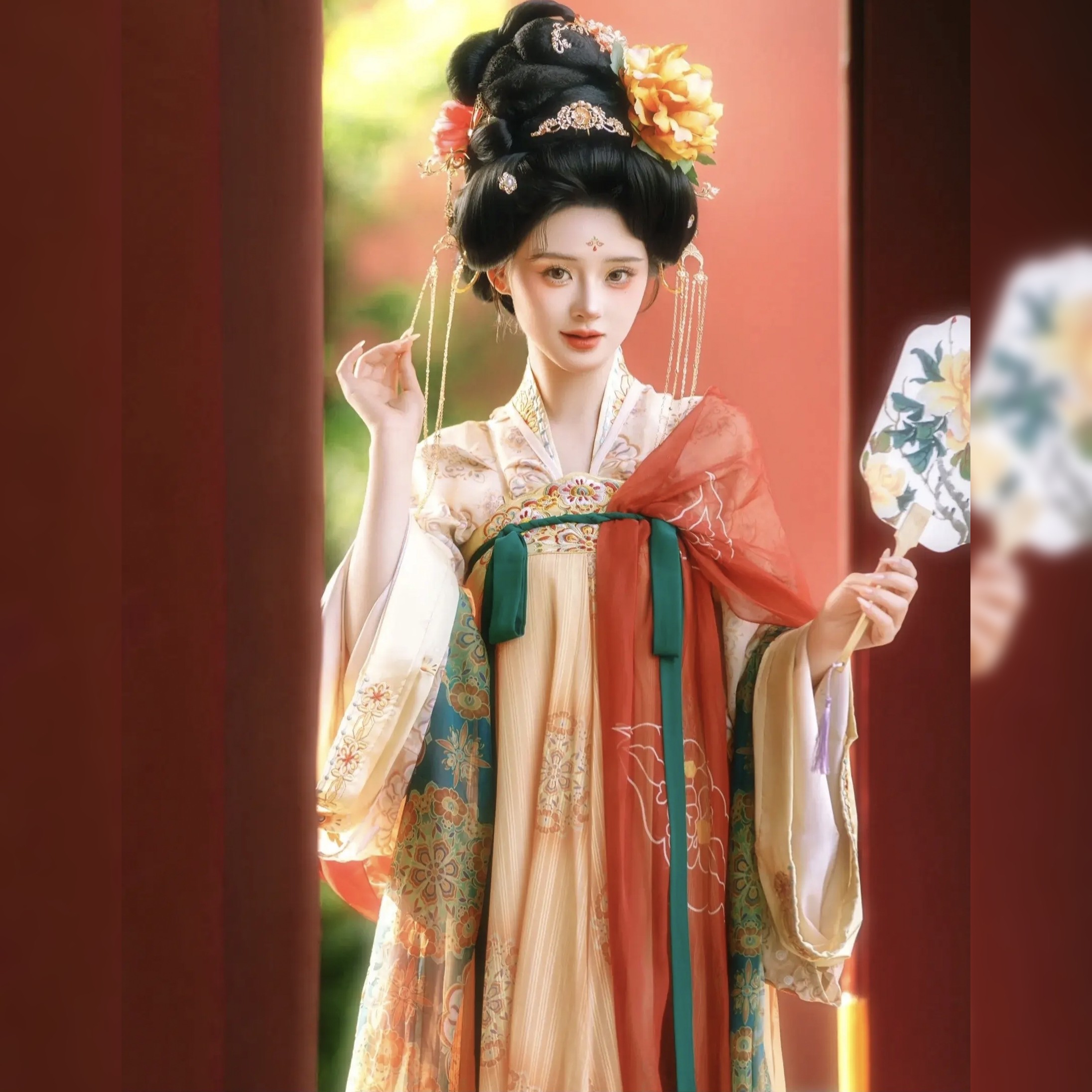 原创汉服女【盛唐】唐制复原款唐风古装一片式齐胸襦裙套装春季款