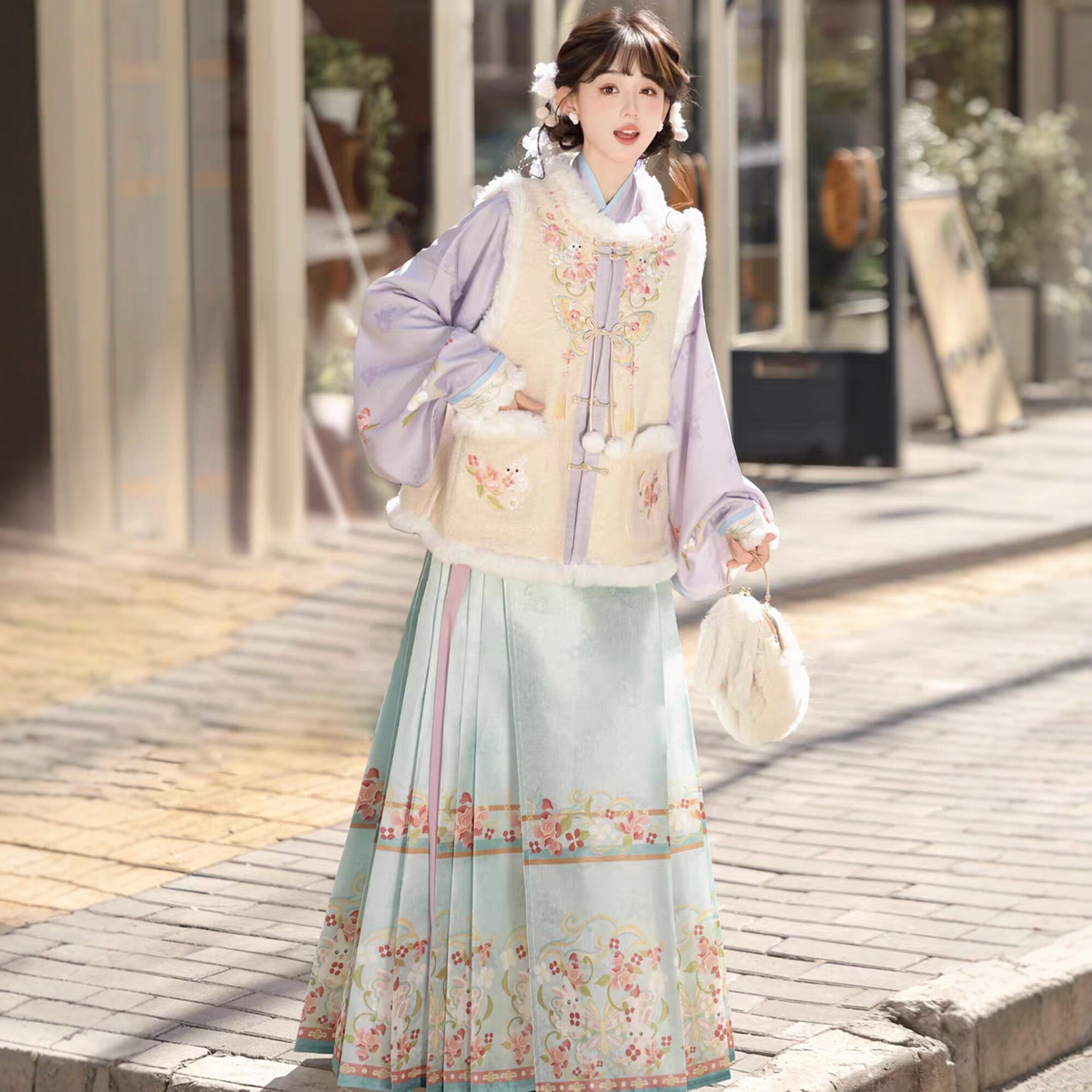 原创汉服女【兔兔】明制加绒加厚比甲交领琵琶袖马面裙套装冬季款,女装/女士精品,汉服套装,淘宝优惠券,粉丝福利购,淘宝优惠卷