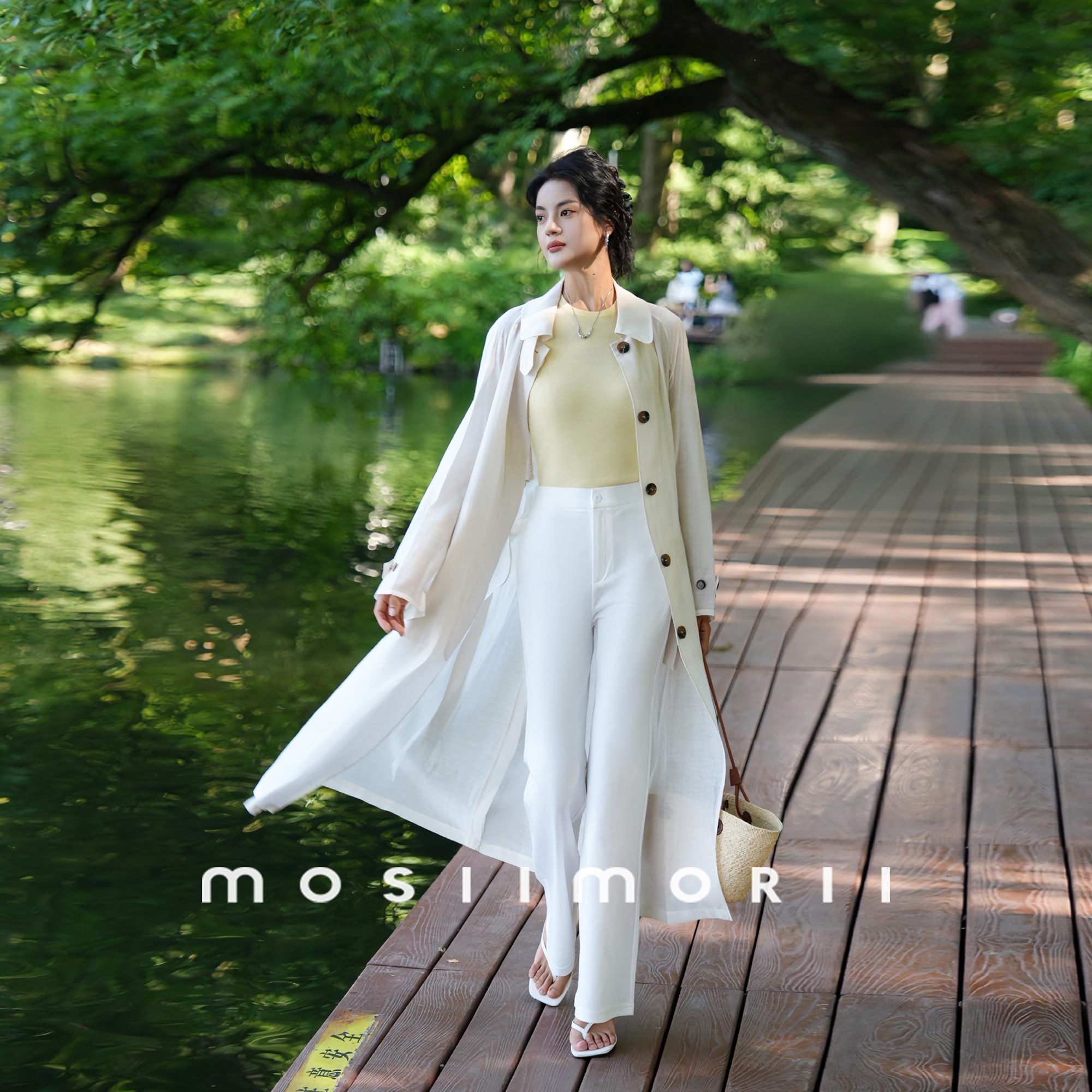 MOSIIMORII古德兰 夏季轻薄款亚麻长款防晒风衣外套女2026新款