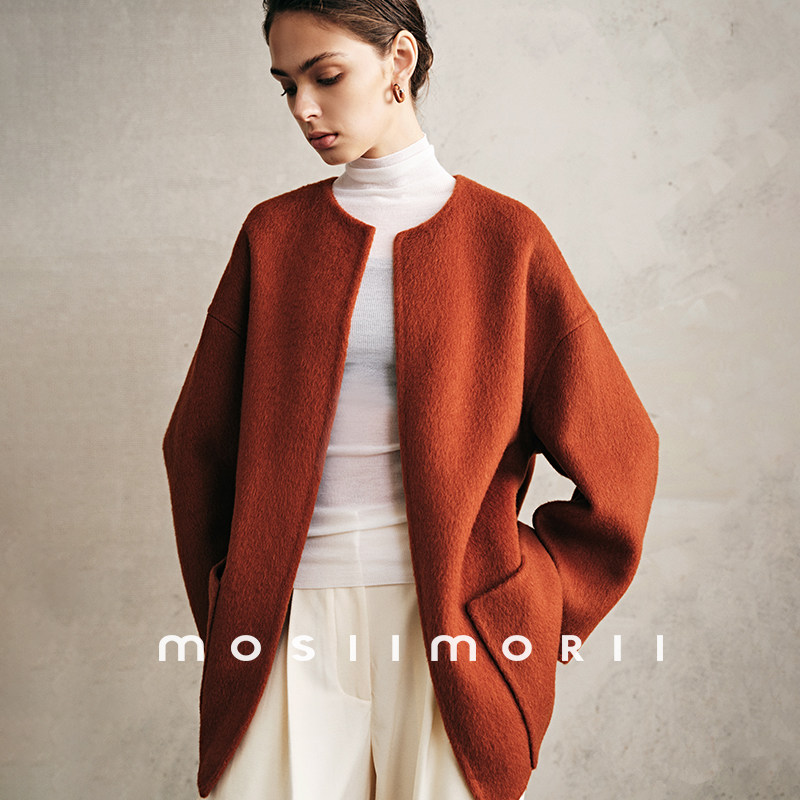 MOSIIMORII【晨曦之诗】秋冬桑蚕丝大衣女2026新款兔毛双面呢大衣