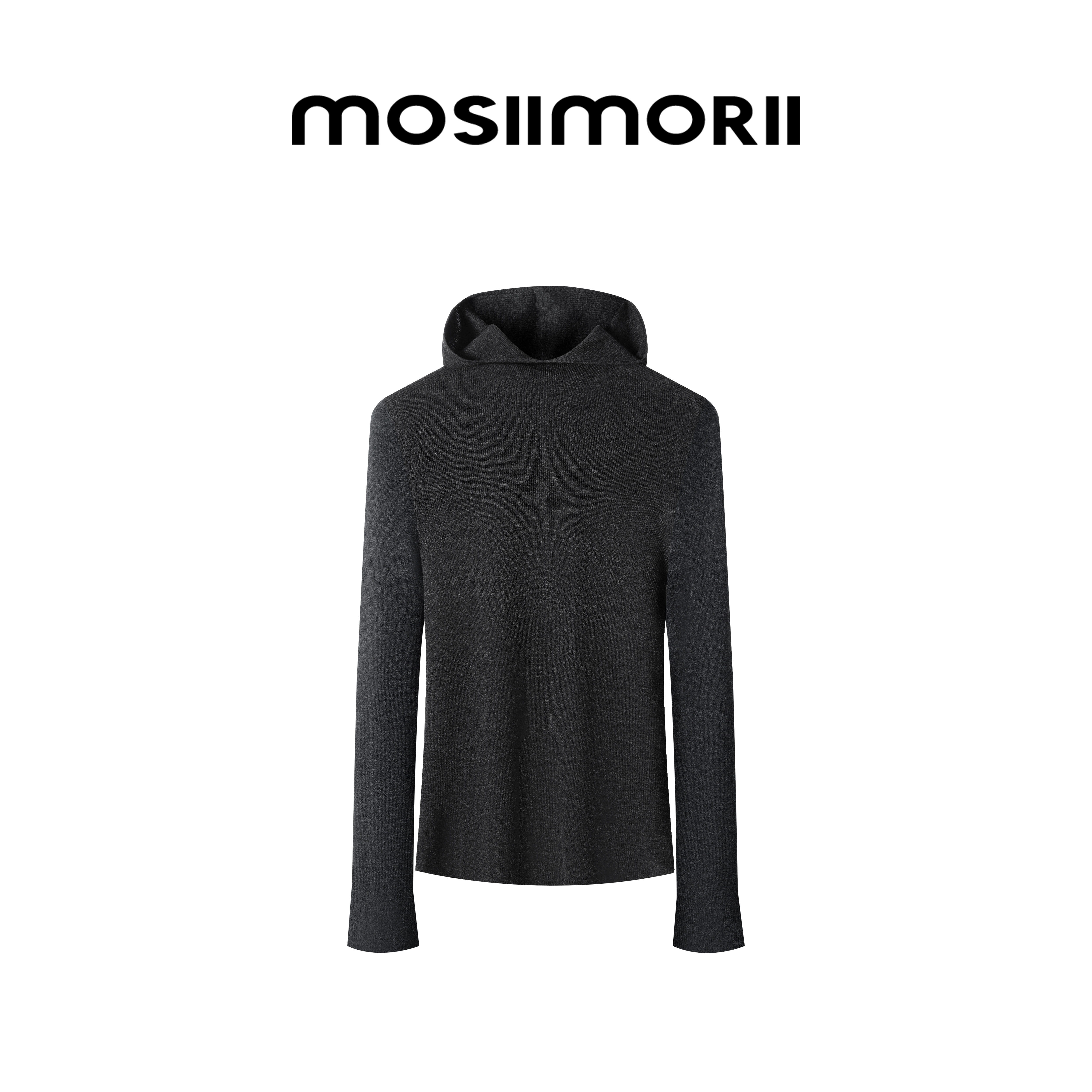 MOSIIMORII【安所】春季100%绵羊毛连帽女2026新款针织内搭打底衫