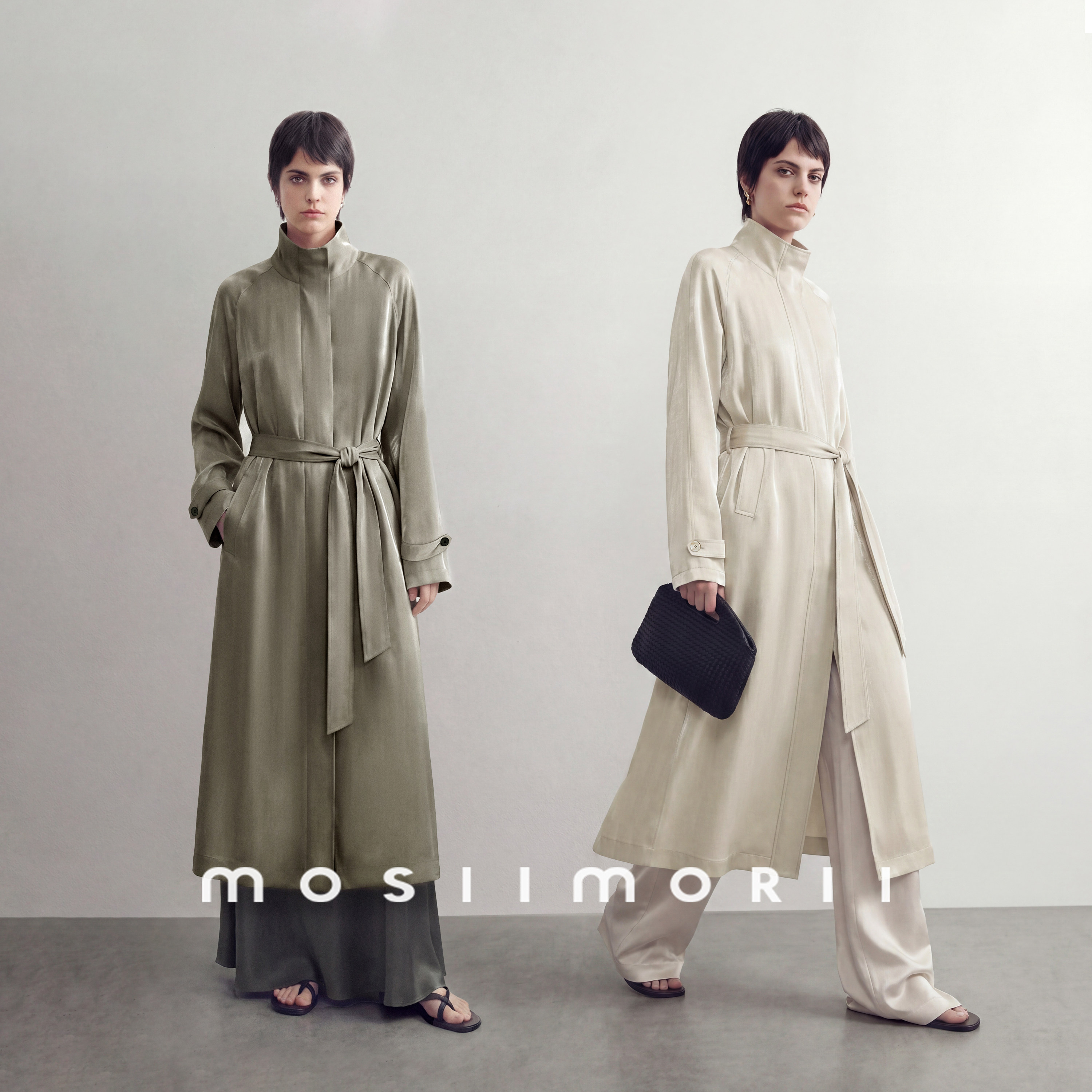 MOSIIMORII【无尽莫奈】夏季极简风立领中长款风衣外套女小个子