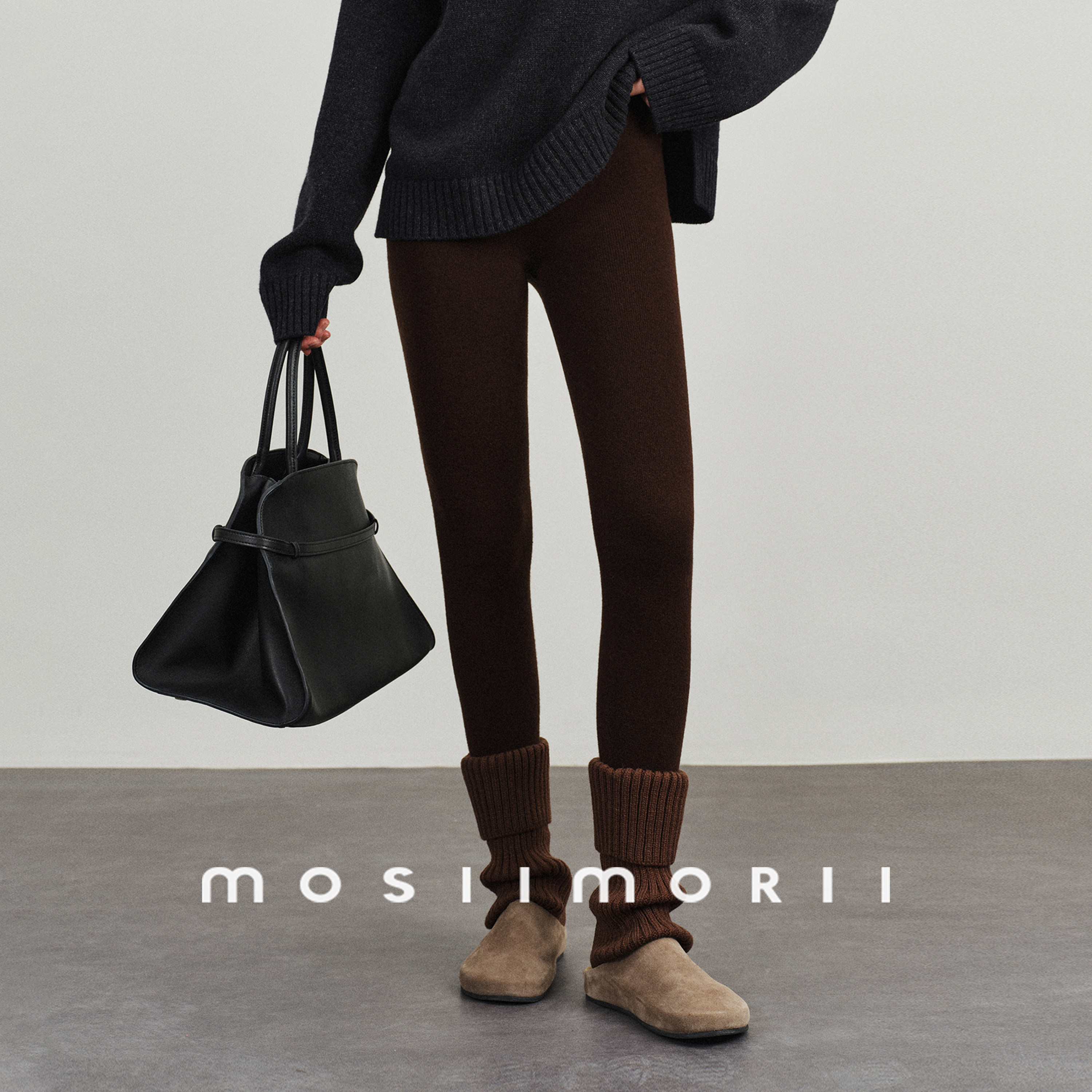 MOSIIMORII【漫步波光】秋冬绵羊毛打底裤女高腰弹力修身显瘦裤子