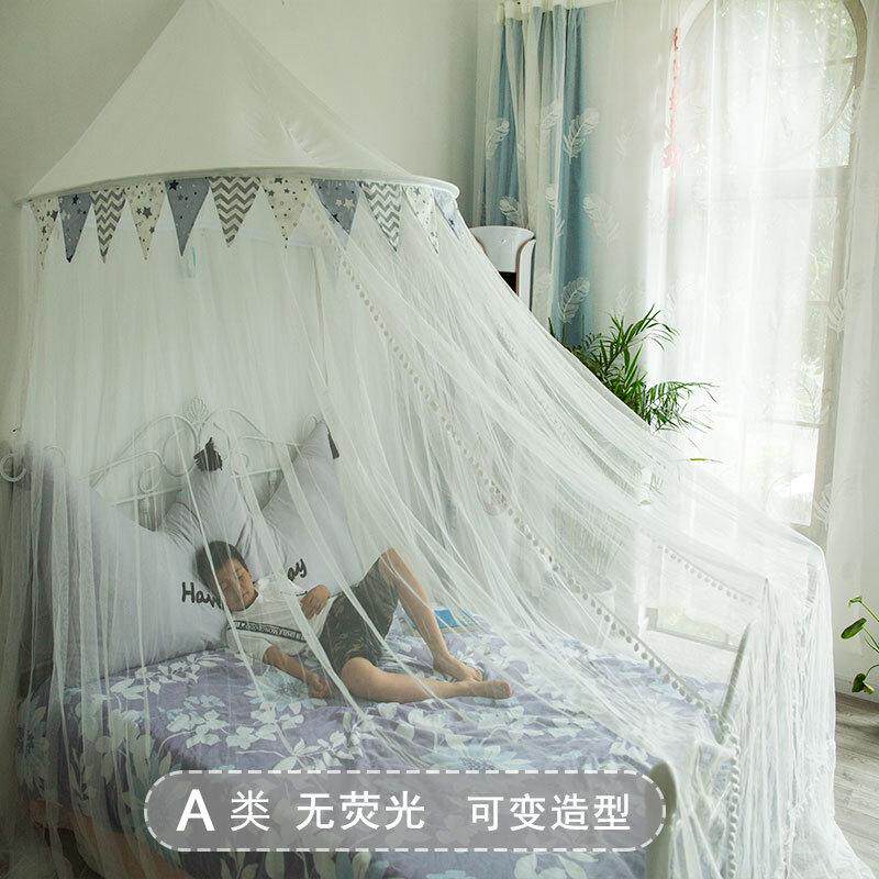 蚊帐新款1.5m床1.2米1.8儿童男孩免安装吊顶圆顶加密加厚双人家用