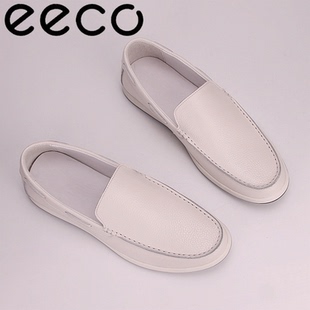 EECOBRON高端奢侈品豆豆鞋男2025新款真皮小白鞋青年一脚蹬男皮鞋