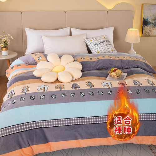 冬季牛奶绒被套单件四件套