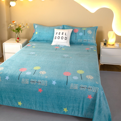 冬季牛奶绒床单单件双面毛绒绒学生宿舍单人家用法兰绒珊瑚绒床单