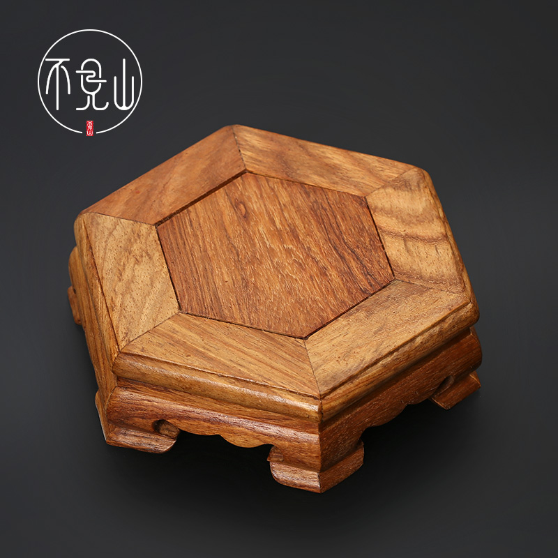 速发六角鸡翅木炉座香底香器摆件摆座花瓶花盆底座花梨木茶杯茶壶