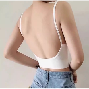 舞蹈生吊带舞蹈专用内衣美背形体服肉色隐形学生练功服背心带胸垫