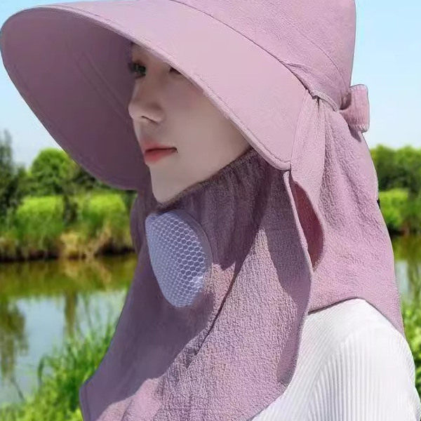 冰丝凉爽防晒遮阳帽新款女夏季遮全脸太阳帽干活防紫外线采茶帽子