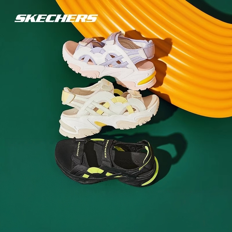 Skechers斯凯奇 夏机甲凉鞋女鞋子厚底增高外穿拖运动踩屎感
