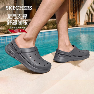 新品 沙滩鞋 男款 外穿凉拖鞋 泡泡糖洞洞鞋 Skechers斯凯奇2024年夏季