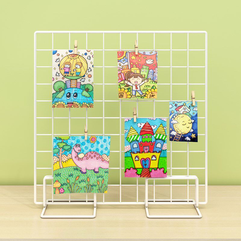 现货速发网格展示架幼儿园美工区作品环创架子摆摊照片挂架网片饰