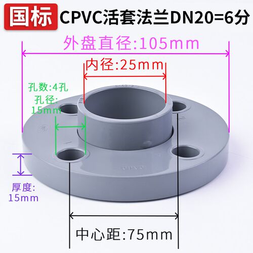 国标CPVC活套法兰水管化工一体法兰片PVC管法兰座接头分体法兰盘